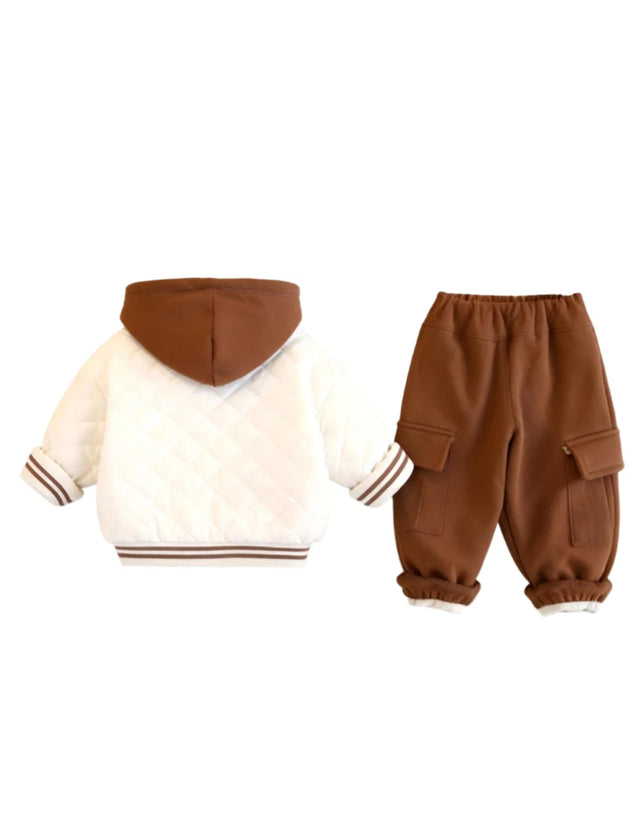 GEMYSE Toddler Clothes Sets 3-Piece : Coat + Sweatshirt + Pants Outfit for Baby Boys Girls, Winter Toddler Boy Clothing Set