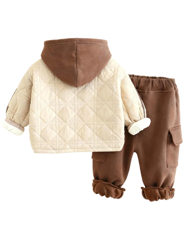 GEMYSE Toddler Clothes Sets 3-Piece : Coat + Sweatshirt + Pants Outfit for Baby Boys Girls, Winter Toddler Boy Clothing Set