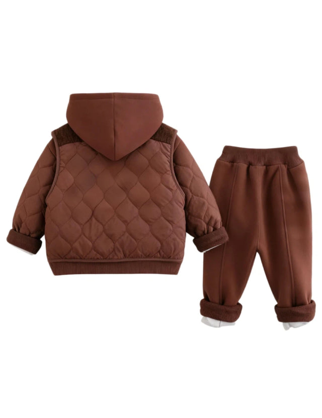 GEMYSE Toddler Clothes Sets 3-Piece : Coat + Sweatshirt + Pants Outfit for Baby Boys Girls, Winter Toddler Boy Clothing Set
