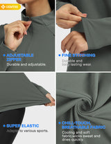 GEMYSE Women's 1/4 Zip Pullover Shirts Long Sleeve Workout Tops Quick Dry Casual Rash Guard Shirts