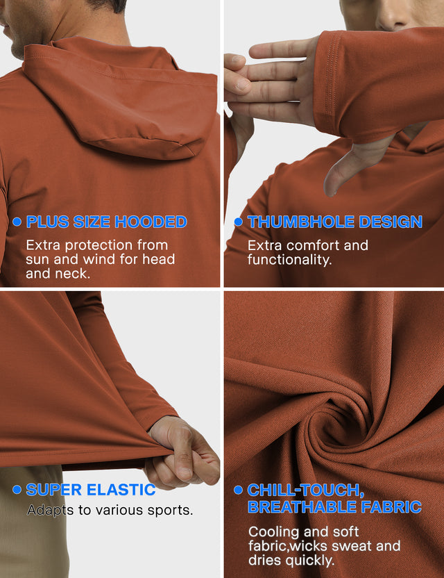 GEMYSE Sun Shirt UPF 50+ Men's Fishing Long Sleeve UV Protection Hoodie Hiking Rash Guard Athletic Running