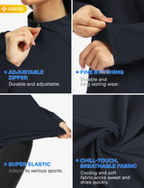 GEMYSE Women's 1/4 Zip Pullover Shirts Long Sleeve Workout Tops Quick Dry Casual Rash Guard Shirts