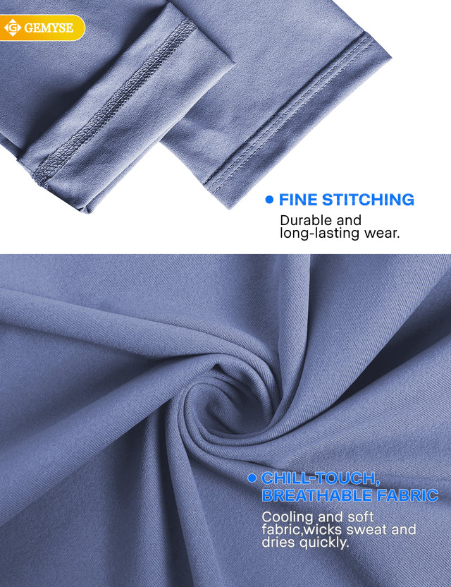 GEMYSE Men's Long Sleeve Shirts Sun Protection Athletic Breathable Moisture Wicking Rash Guard Shirt for Fishing Workout