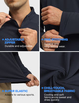 GEMYSE Men's Quarter Zip Pullover Long Sleeve Running Shirt 1/4 Zip Quick Dry Athletic Workout Shirts