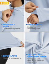 GEMYSE Women's 1/4 Zip Pullover Shirts Long Sleeve Workout Tops Quick Dry Casual Rash Guard Shirts