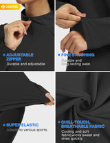 GEMYSE Women's 1/4 Zip Pullover Shirts Long Sleeve Workout Tops Quick Dry Casual Rash Guard Shirts