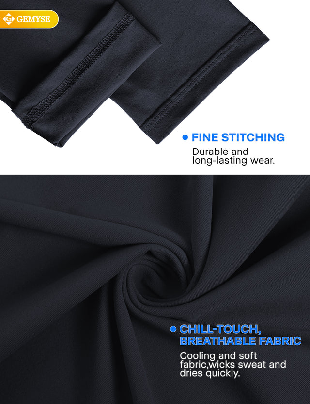 GEMYSE Men's Long Sleeve Shirts Sun Protection Athletic Breathable Moisture Wicking Rash Guard Shirt for Fishing Workout