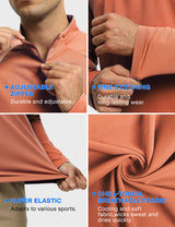 GEMYSE Men's Quarter Zip Pullover Long Sleeve Running Shirt 1/4 Zip Quick Dry Athletic Workout Shirts