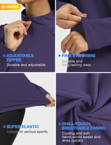 GEMYSE Women's 1/4 Zip Pullover Shirts Long Sleeve Workout Tops Quick Dry Casual Rash Guard Shirts