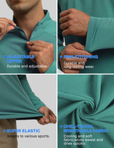 GEMYSE Men's Quarter Zip Pullover Long Sleeve Running Shirt 1/4 Zip Quick Dry Athletic Workout Shirts