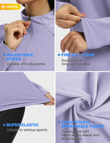 GEMYSE Women's 1/4 Zip Pullover Shirts Long Sleeve Workout Tops Quick Dry Casual Rash Guard Shirts