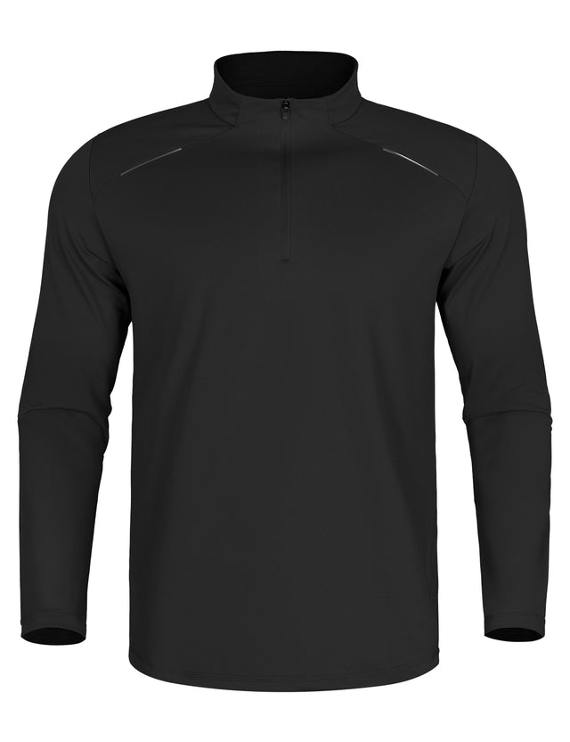 GEMYSE Men's Quarter Zip Pullover Long Sleeve Running Shirt 1/4 Zip Quick Dry Athletic Workout Shirts