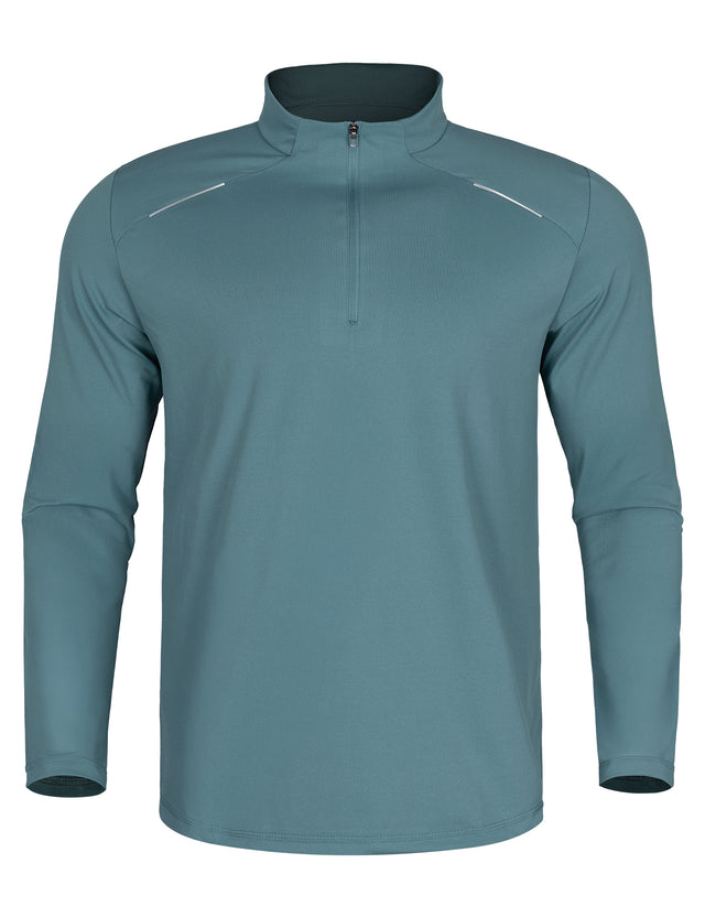 GEMYSE Men's Quarter Zip Pullover Long Sleeve Running Shirt 1/4 Zip Quick Dry Athletic Workout Shirts