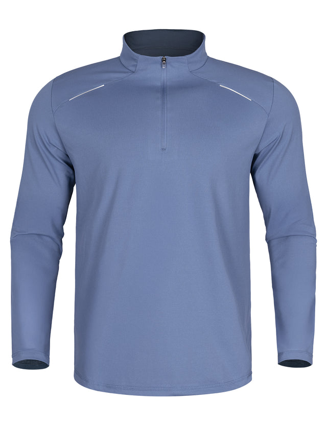 GEMYSE Men's Quarter Zip Pullover Long Sleeve Running Shirt 1/4 Zip Quick Dry Athletic Workout Shirts