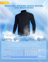 GEMYSE Men's Quarter Zip Pullover Long Sleeve Running Shirt 1/4 Zip Quick Dry Athletic Workout Shirts