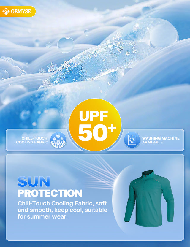 GEMYSE Men's Quarter Zip Pullover Long Sleeve Running Shirt 1/4 Zip Quick Dry Athletic Workout Shirts