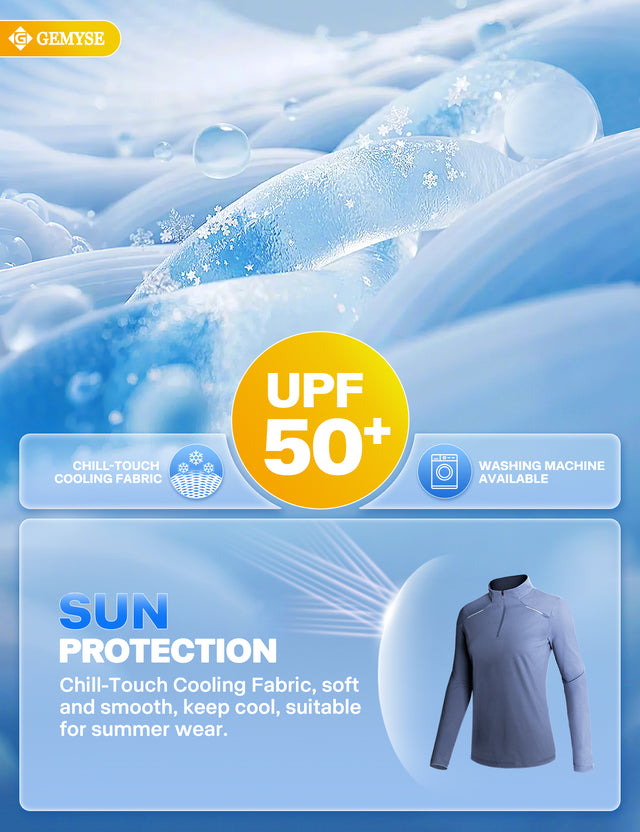 GEMYSE Women's 1/4 Zip Pullover Shirts Long Sleeve Workout Tops Quick Dry Casual Rash Guard Shirts