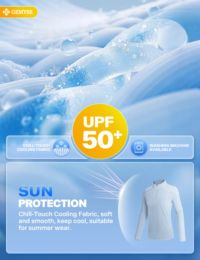 GEMYSE Women's 1/4 Zip Pullover Shirts Long Sleeve Workout Tops Quick Dry Casual Rash Guard Shirts