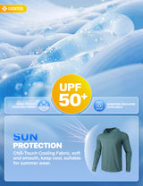 GEMYSE Sun Shirt UPF 50+ Men's Fishing Long Sleeve UV Protection Hoodie Hiking Rash Guard Athletic Running