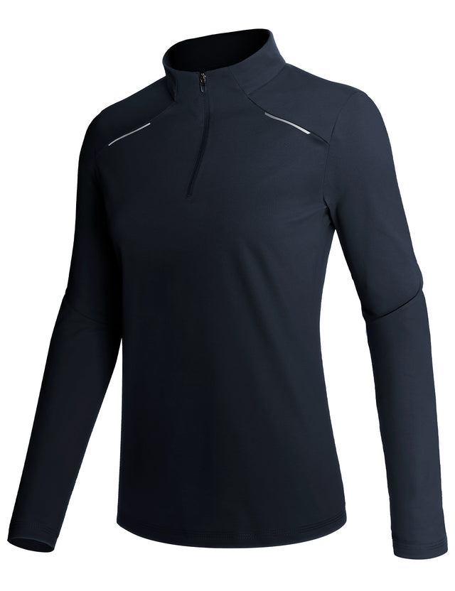 GEMYSE Women's 1/4 Zip Pullover Shirts Long Sleeve Workout Tops Quick Dry Casual Rash Guard Shirts