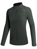 GEMYSE Women's 1/4 Zip Pullover Shirts Long Sleeve Workout Tops Quick Dry Casual Rash Guard Shirts