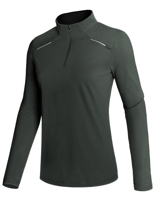 GEMYSE Women's 1/4 Zip Pullover Shirts Long Sleeve Workout Tops Quick Dry Casual Rash Guard Shirts