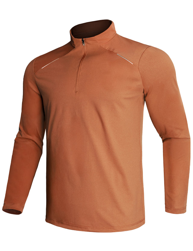 GEMYSE Men's Quarter Zip Pullover Long Sleeve Running Shirt 1/4 Zip Quick Dry Athletic Workout Shirts