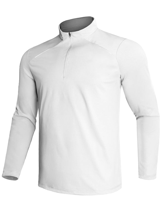 GEMYSE Men's Quarter Zip Pullover Long Sleeve Running Shirt 1/4 Zip Quick Dry Athletic Workout Shirts