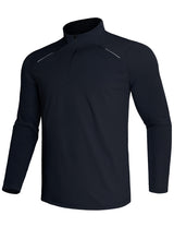 GEMYSE Men's Quarter Zip Pullover Long Sleeve Running Shirt 1/4 Zip Quick Dry Athletic Workout Shirts