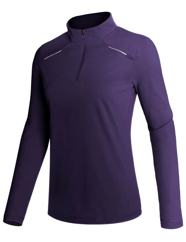 GEMYSE Women's 1/4 Zip Pullover Shirts Long Sleeve Workout Tops Quick Dry Casual Rash Guard Shirts