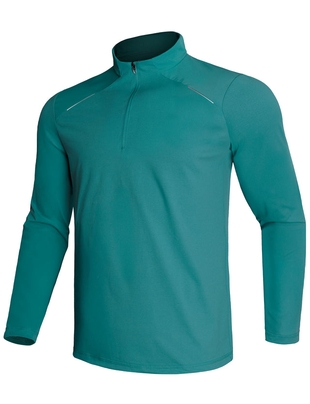 GEMYSE Men's Quarter Zip Pullover Long Sleeve Running Shirt 1/4 Zip Quick Dry Athletic Workout Shirts