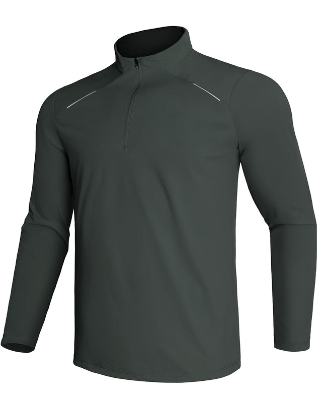 GEMYSE Men's Quarter Zip Pullover Long Sleeve Running Shirt 1/4 Zip Quick Dry Athletic Workout Shirts
