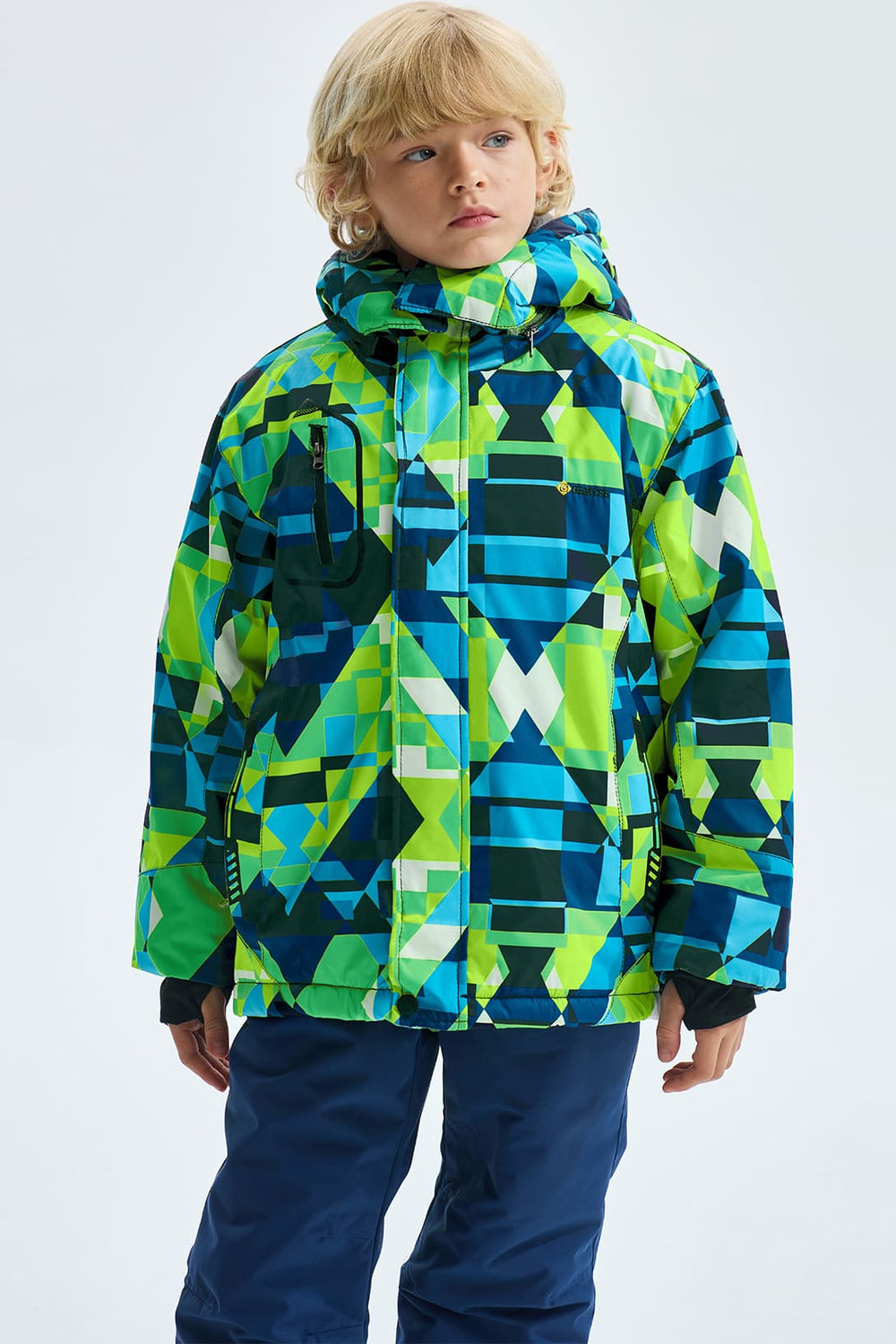 GEMYSE Boy's Waterproof Ski Snow Jacket Fleece Windproof Winter Jacket with Hood