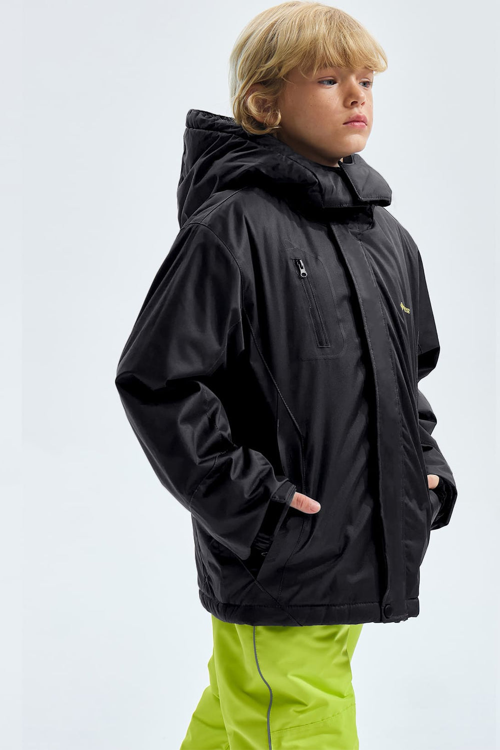 GEMYSE Boy's Waterproof Ski Snow Jacket Fleece Windproof Winter Jacket with Hood