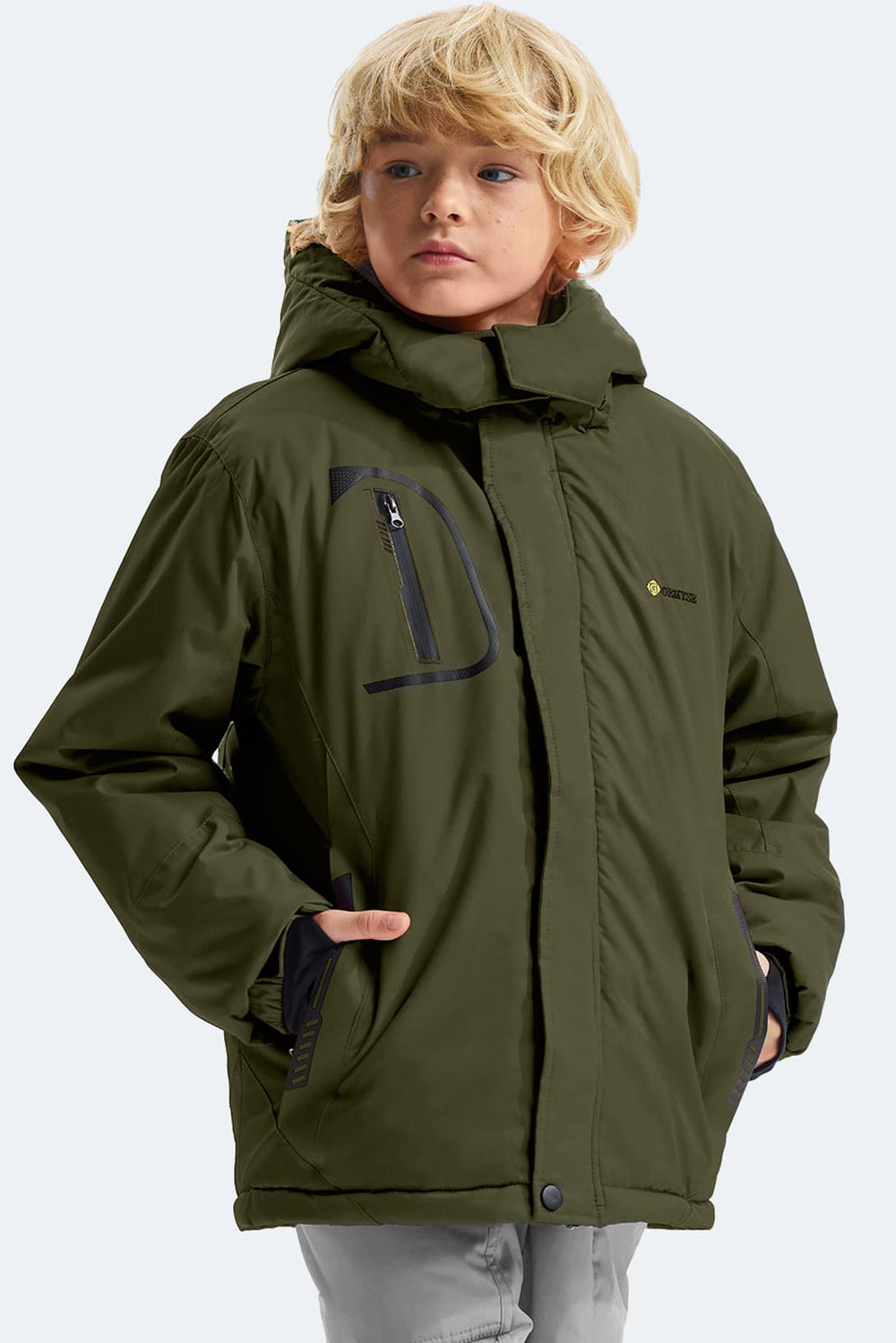 GEMYSE Boy's Waterproof Ski Snow Jacket Fleece Windproof Winter Jacket with Hood
