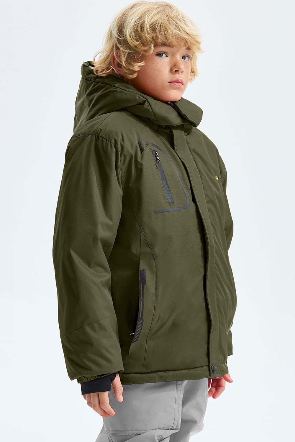 GEMYSE Boy's Waterproof Ski Snow Jacket Fleece Windproof Winter Jacket with Hood