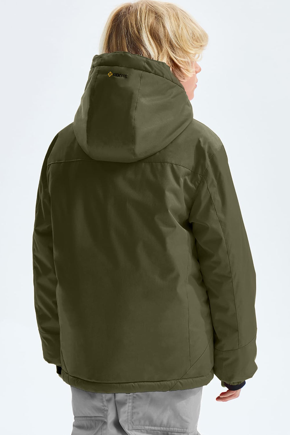 GEMYSE Boy's Waterproof Ski Snow Jacket Fleece Windproof Winter Jacket with Hood