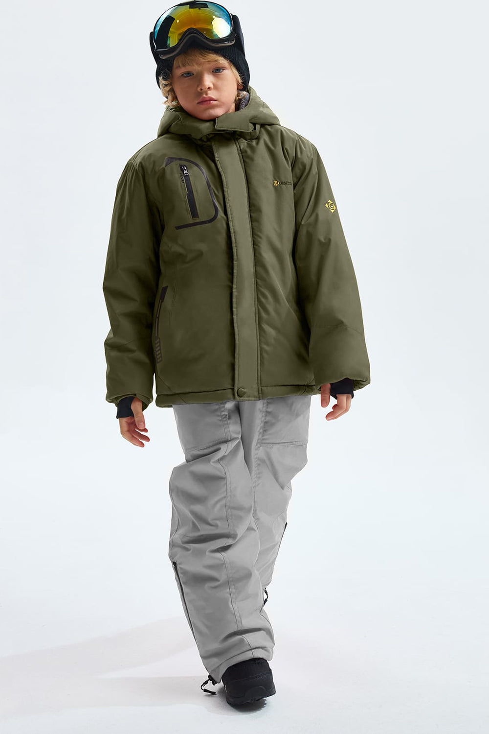 GEMYSE Boy's Waterproof Ski Snow Jacket Fleece Windproof Winter Jacket with Hood