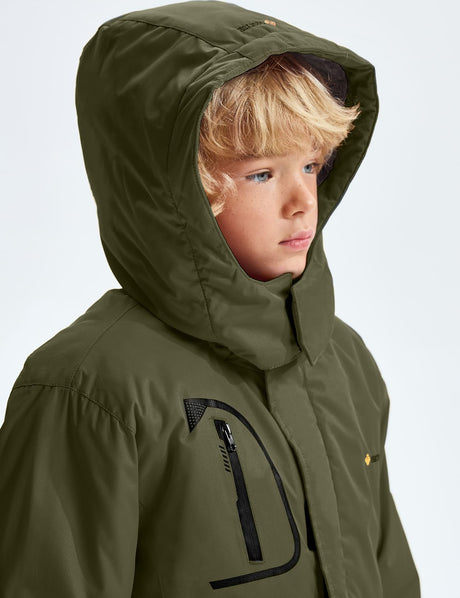 GEMYSE Boy's Waterproof Ski Snow Jacket Fleece Windproof