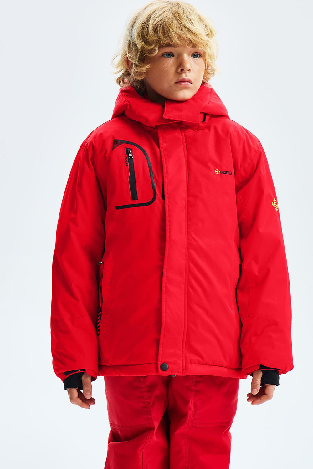 GEMYSE Boy's Waterproof Ski Snow Jacket Fleece Windproof Winter Jacket with Hood