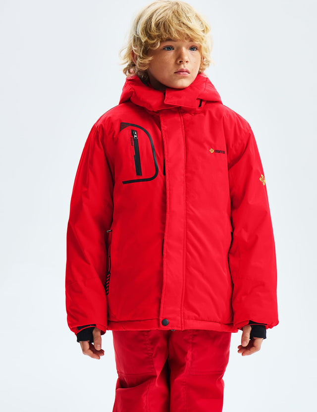 GEMYSE Boy's Waterproof Ski Snow Jacket Fleece Windproof