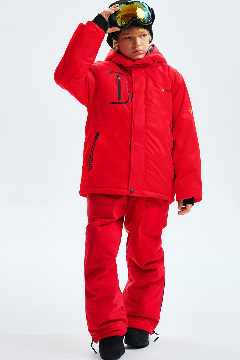 GEMYSE Boy's Waterproof Ski Snow Jacket Fleece Windproof Winter Jacket with Hood