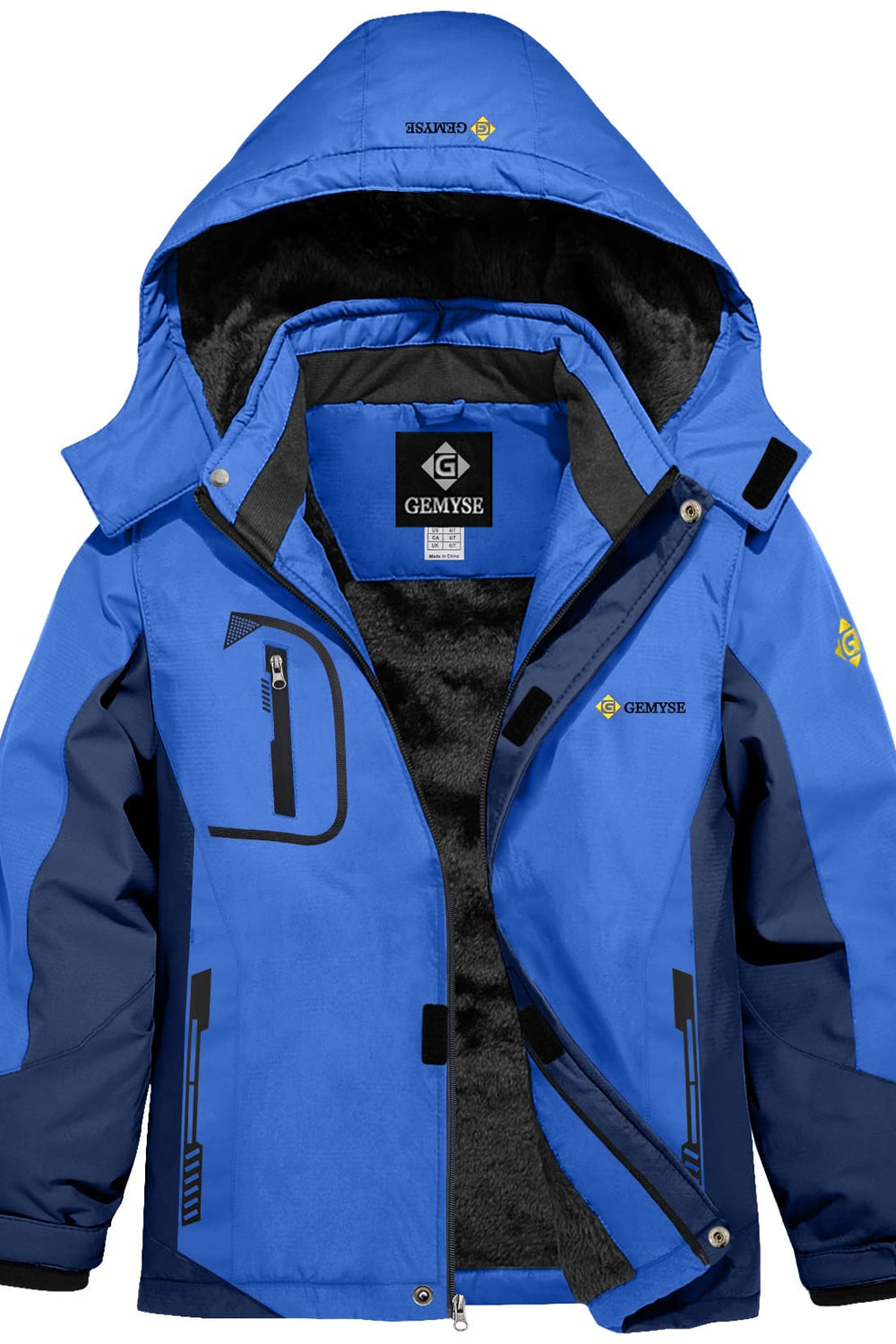 GEMYSE Boy's Waterproof Ski Snow Jacket Fleece Windproof Winter Jacket with Hood