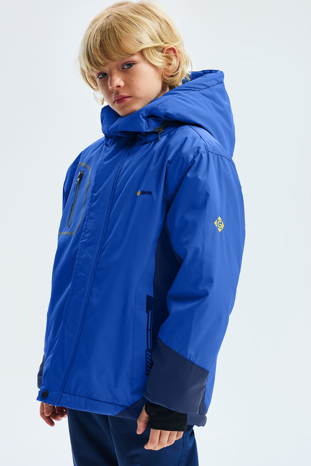 GEMYSE Boy's Waterproof Ski Snow Jacket Fleece Windproof Winter Jacket with Hood