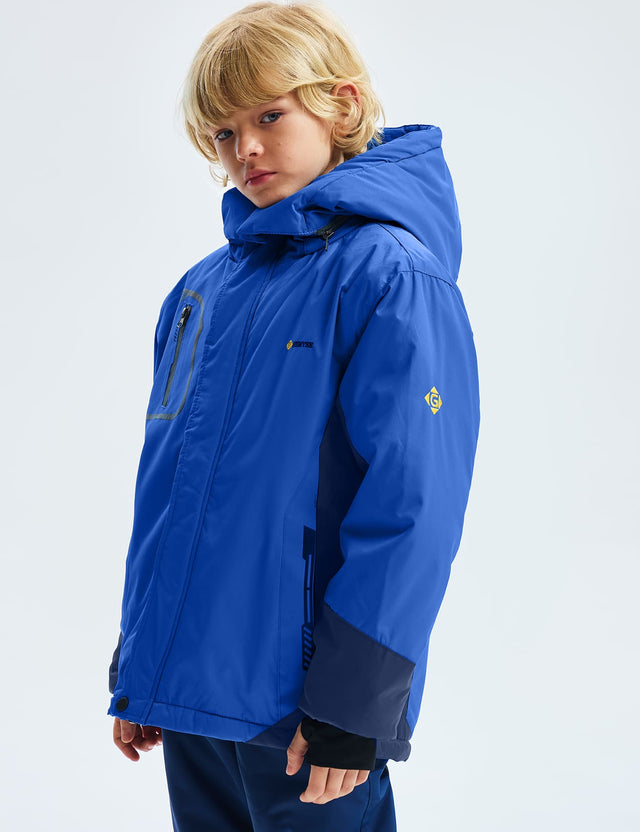 GEMYSE Boy's Waterproof Ski Snow Jacket Fleece Windproof