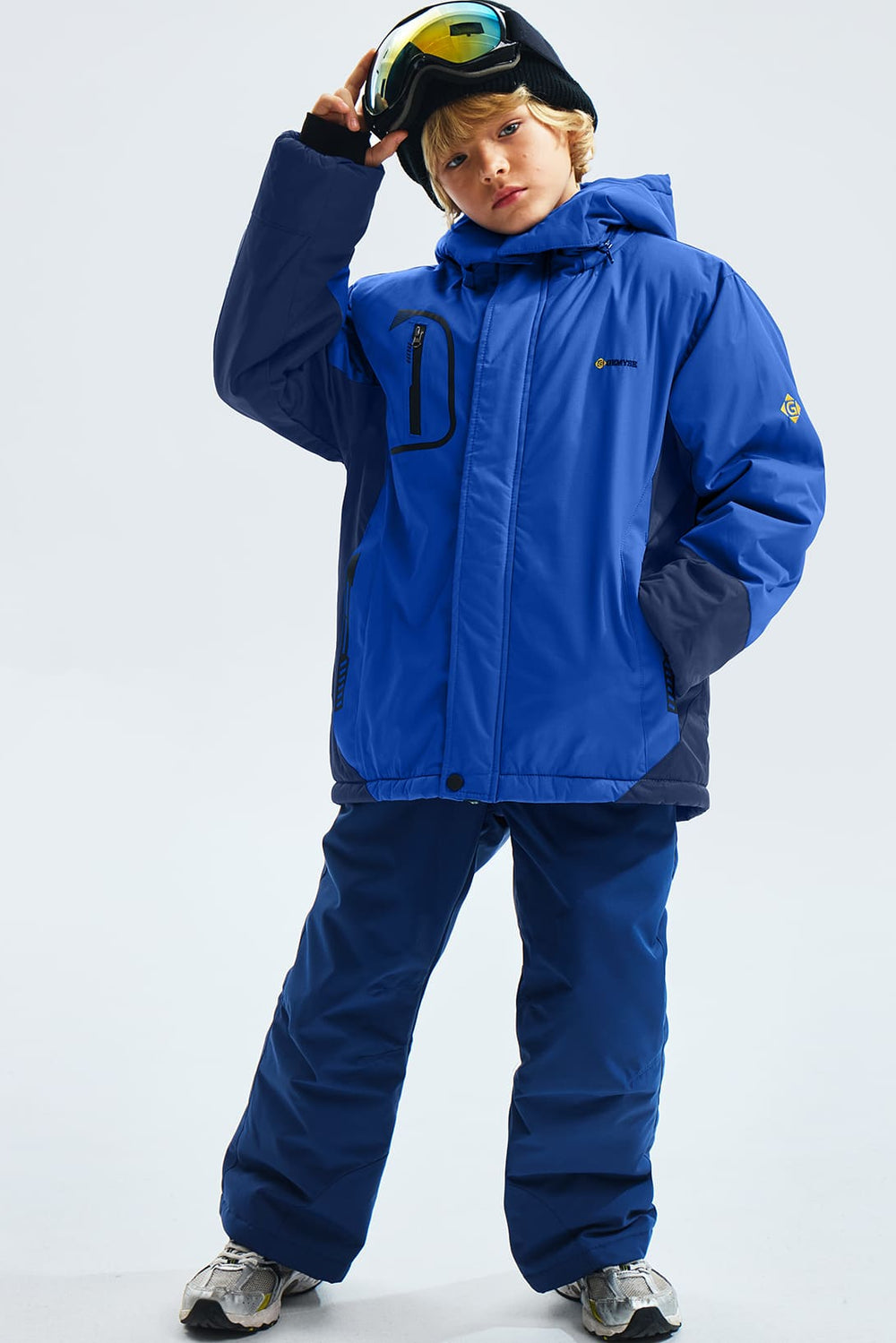 GEMYSE Boy's Waterproof Ski Snow Jacket Fleece Windproof Winter Jacket with Hood