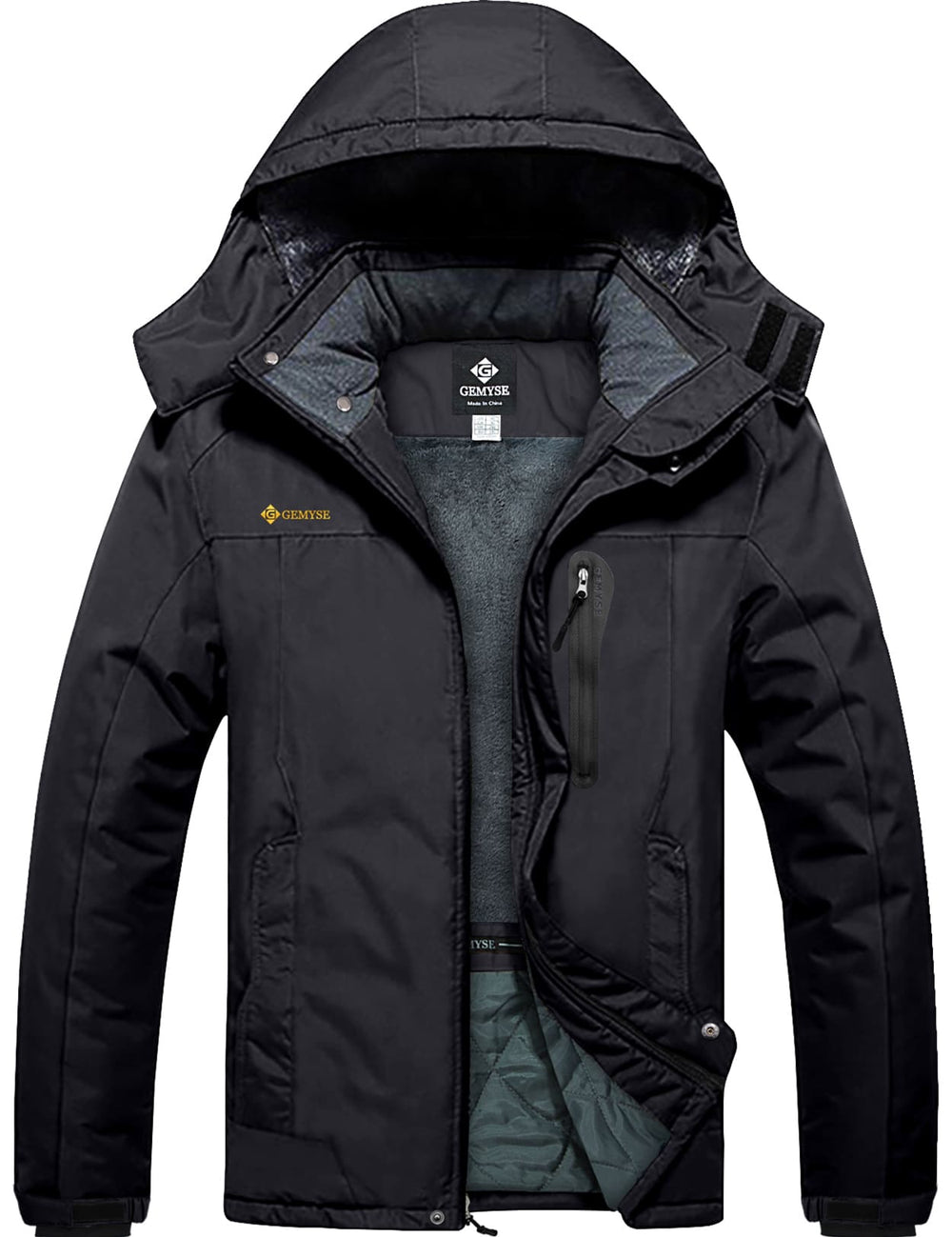 GEMYSE Men's Ski Snow Jacket Warm Winter Waterproof Coat Snowboard Rain Jacket Hooded Windproof Windbreaker