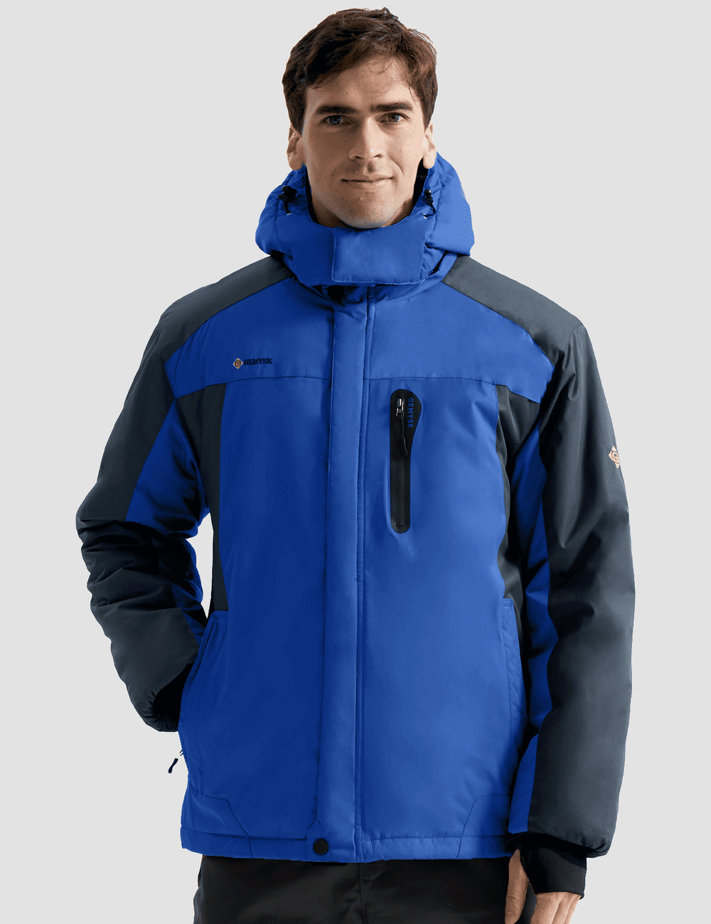 GEMYSE Men's Ski Snow Jacket Warm Winter Waterproof Coat Snowboard Rain Jacket Hooded Windproof Windbreaker