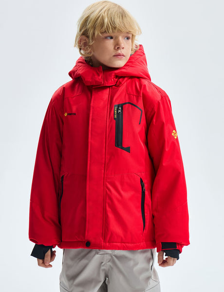 GEMYSE Boy's Waterproof Ski Snow Jacket Hooded Fleece