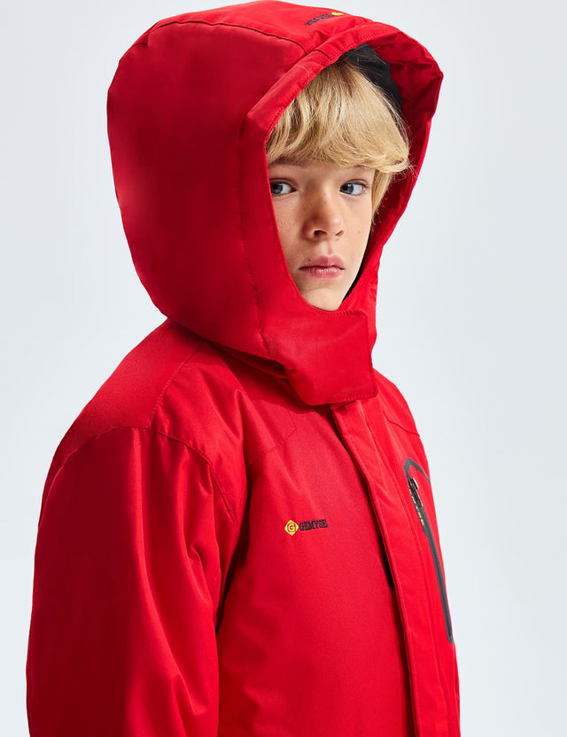 GEMYSE Boy's Waterproof Ski Snow Jacket Hooded Fleece